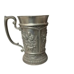 SKS Zinn Pewter Beer Stein Mug Tankard Ornate Ale Collectible Cup Artists 4.5"